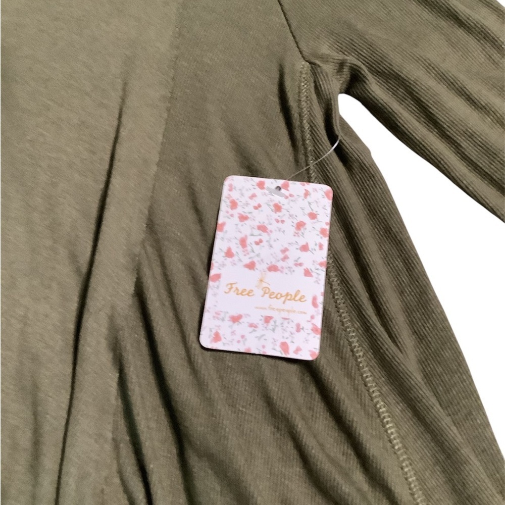 Free people army green long sleeve shirt with open chest - Picture 4 of 7